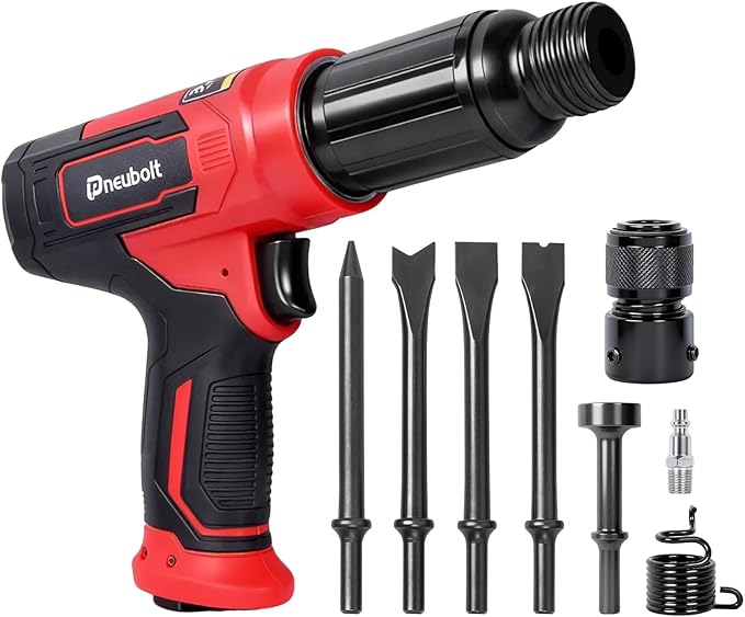 Air Hammer Kit with 4-Piece Chisel Set & Case, 2500 BPM Pneumatic Hammer Set for Automotive Repair, Metal Working, Rust Removal & Home Garage