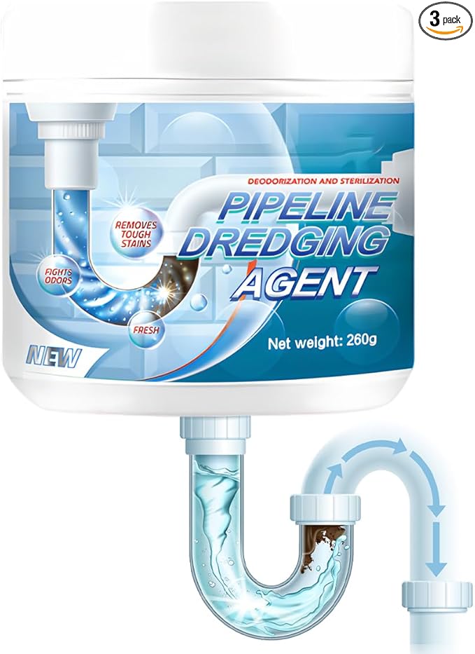 Powerful Pipe Dredging Agent, Sink Drain Cleaner for Kitchen Bathroom, Unclogging Solution for Pipes, Toilets & Showers (3)