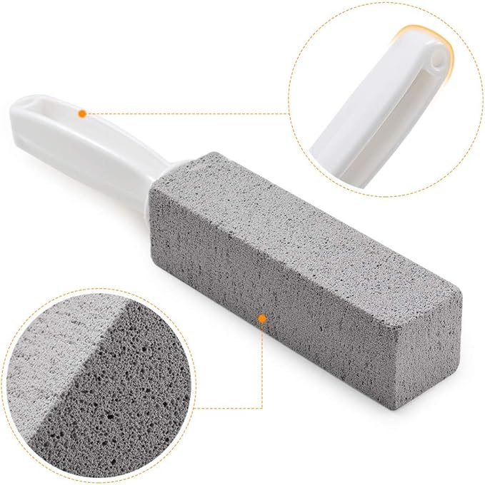 2 Pack Pumice Stone Toilet Bowl Cleaner with Handle, Hard Water Ring Remover & Stain Scrubber for Bathroom, Pool, Sink and Tub, Ergonomic Heavy Duty Cleaning Tool