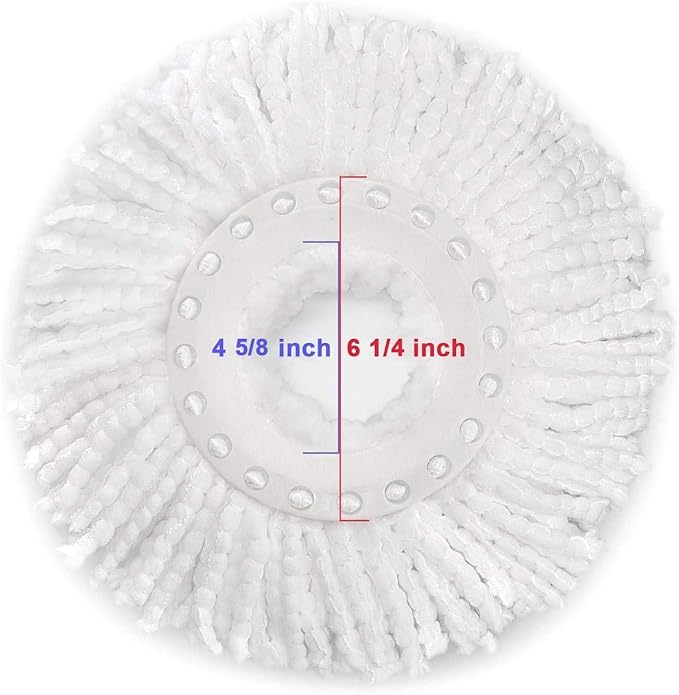6 Pack Spin Mop Replacement Head for Hurrica, Mopnad, Cassabel and Other 360 Spin Mop Systems, Microfiber Spin Mop Refills (6pc-White)