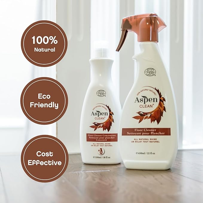 AspenClean Natural Floor Cleaner Concentrate | Makes 18 Bottles | EWG Verified | Safe for Tile, Wood & Laminate | 18 fl oz