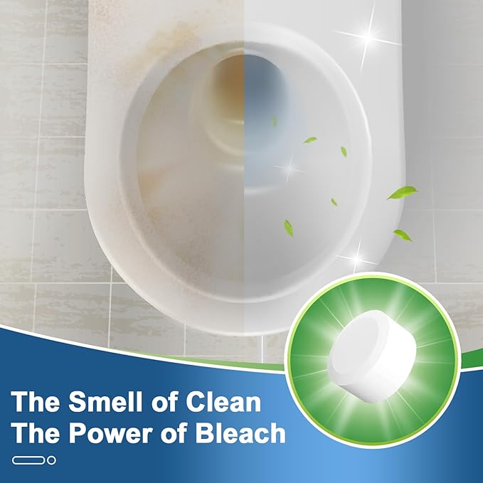 Toilet Bowl Cleaners, Bleach Tablets 100 PACK, Automatic Cleaner for Tank, Effectively Eliminate Limescale, Stains & Odor, Continuous Cleaning for Bathroom & Toilet