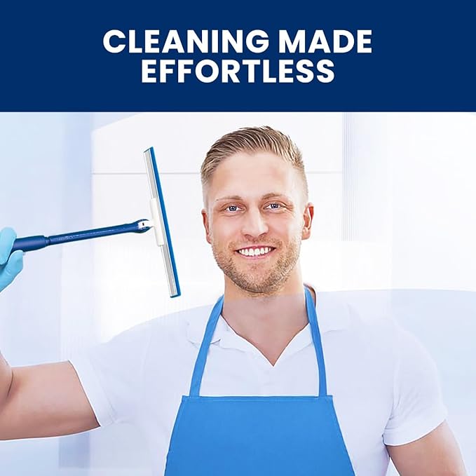 Extendable Shower Squeegee with 180-Degree Rotating Blade for Push/Pull Use – Ergonomic Cleaning Tool for Showers, Glass Doors, and Windows – 16'' to 28'' Handle for Strain-Free Cleaning