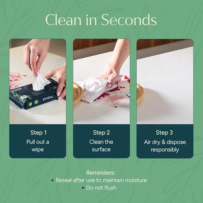 Puracy Multi-Surface Cleaning Wipes – Non Toxic Multi Surface Cleaner for Grease & Grime, All Purpose Appliance Wipes, Lemongrass Scent (10.8 oz, 3 Pack, 150 Count)