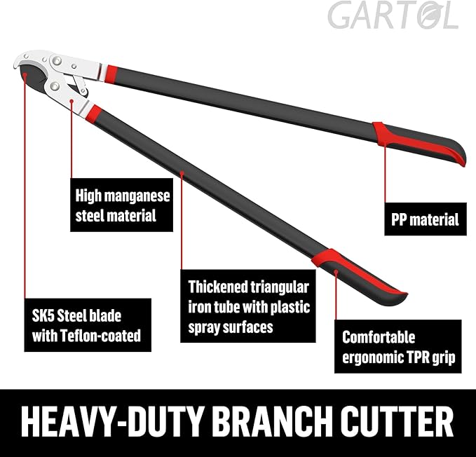 GARTOL 29" Heavy Duty Anvil Lopper, 2-Inch Cutting Capacity Tree Branch Cutter with Compound Action, Effortless Power Loppers for Hardwood & Dry Branches, Ergonomic Non-Slip Handles