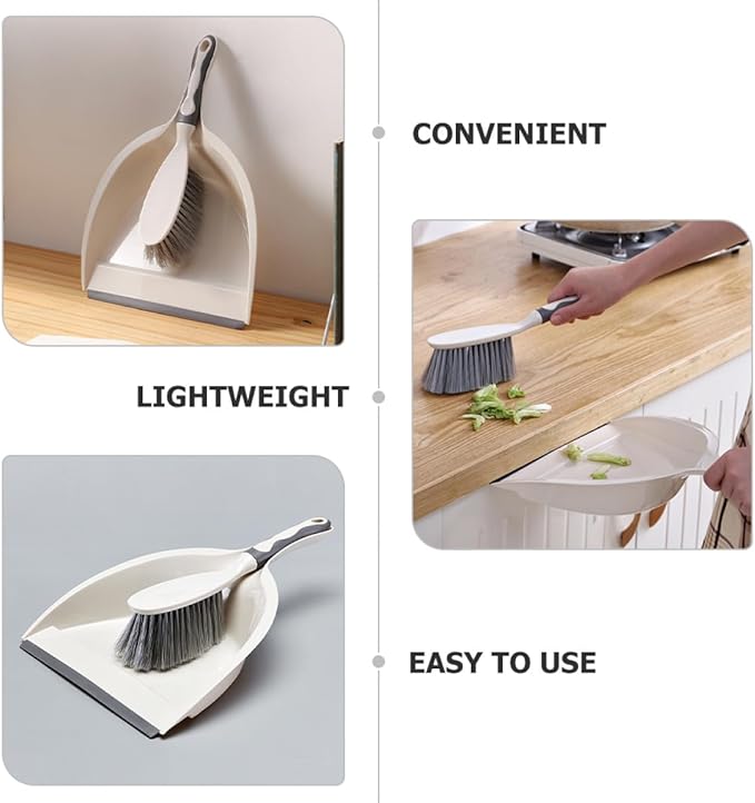 Toyvian Mini Desktop Broom and Dustpan Set, 2pcs Household Cleaning Accessory for Office and Home Use, Portable Handheld Whisk Broom with Dustpan for Keyboard and Sofa Cleaning