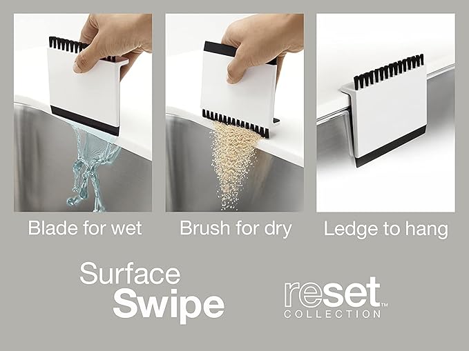 Kohler K-6379-0 Kitchen Sink Squeegee and Countertop Brush, Multi-Purpose, Cleans Wet and Dry Spills, Dishwasher Safe, White