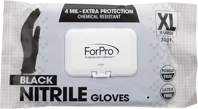 ForPro Disposable Nitrile Gloves, Chemical Resistant, Powder-Free, Latex-Free, Non-Sterile, Food Safe, 4 Mil