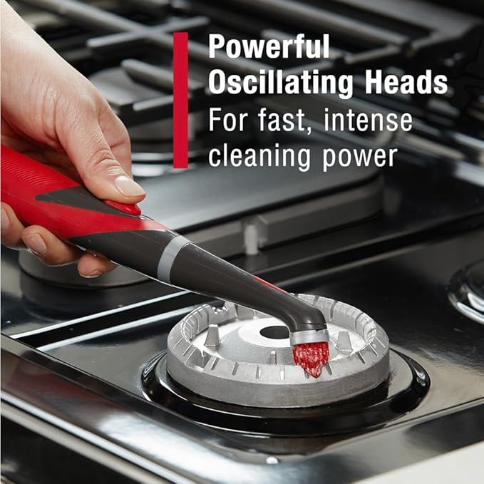 Rubbermaid Reveal Power Scrubber 5-Piece Kit, Cordless Electric Battery Powered Spin Scrub Brush, Water Resistant, for Home/Kitchen/Bathroom/Grout/Tile/Shower/Tub