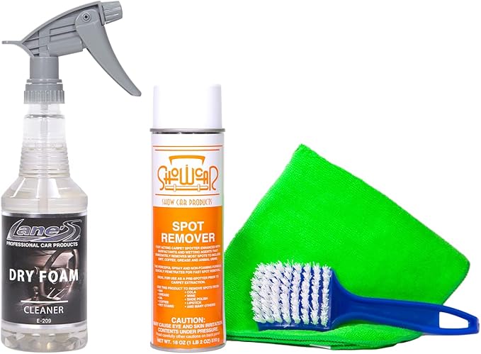 LANE'S Carpet Cleaning & Spot Remover Kit - 16oz Dry Foam, Spot Remover, Carpet Brush, Microfiber Towels, No Water is Needed, Safe and Easy to Use