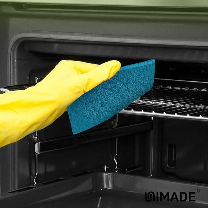 Non-Scratch Scouring Pads, 24Pcs Household Scour Pads for Kitchen, Garage and Outdoors, Reusable Dish Scrubber Pads for Pan and Metal Grill - Blue