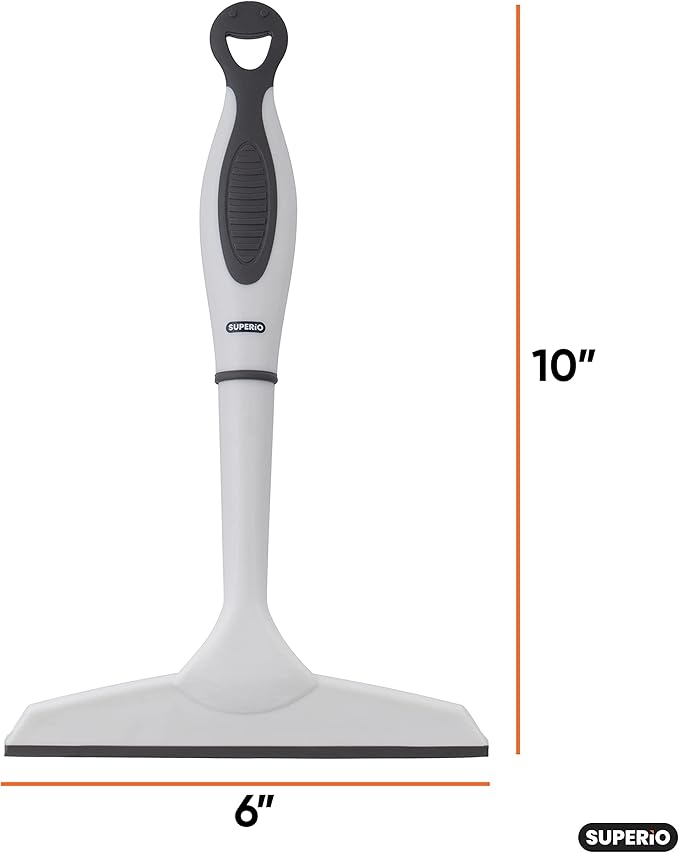 Superio Rubber Squeegee, 2 Pack, Streak Free All Purpose Window Squeegee, Comfort Grip Handle and Hanging Hook (Grey, 6 Inch- 2 Pack)