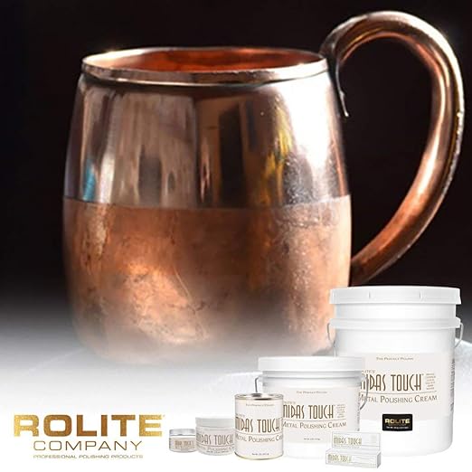 Rolite Midas Touch Metal Polishing Cream, 1 lb, 2 Pack, Cleaner and Polishing Rouge for Silver, Gold, Brass, Copper, Chrome, Restores Luster to Metal Surfaces, Polishing