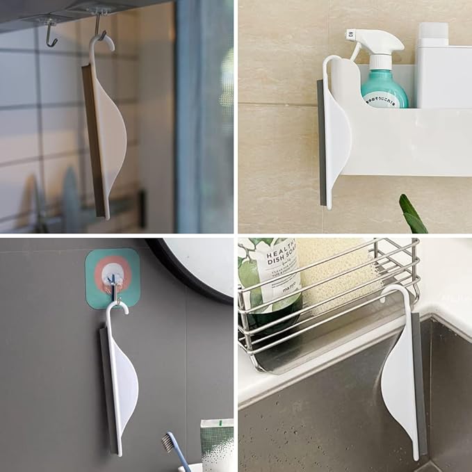 Tiny Bathroom Shower Mirror Squeegee with Hanging Hook, Silicone Mini Kitchen Countertop Squeegee, Water Wiper Scraper Cleaner Tool for Cleaning Sink, Counter, Tiles, Handy Window Glass Water Blade