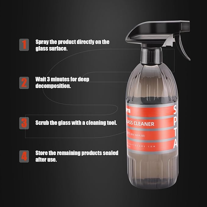 SPTA Glass Cleaner, 16oz 500ml Streak Free Glass and Window Cleaner - Works on Glass, Windows, Mirrors, and Screens, Ammonia-Free and Safe on Tinted Windows, for Cars,Trucks,SUVs, and Home Use -CL015