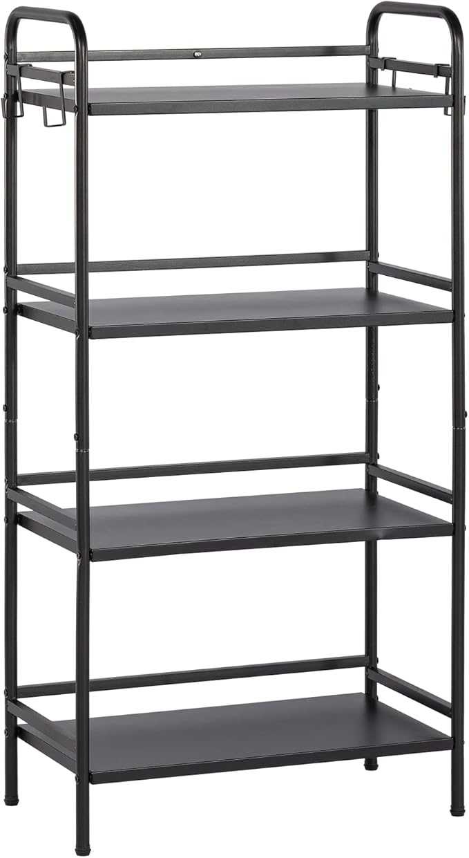 HDANI 4-Tier Metal Storage Rack with Shelf, Storage Shelves, Shelf Organizer, Garage Standing Shelving Unit for Laundry, Bathroom, Kitchen, Pantry, Closet, 23.6''W x 13.8''D x 50''H, Black