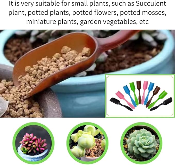 10Pcs NINGDAN Mini Shovel,Plastic Mini Gardening Shovel Spoons Soil Scoops,Cultivation Digging Transplanting Tools for Succulents Potted Flowers,Milk Powder/Coffee Beans Scoops (5 Colors)
