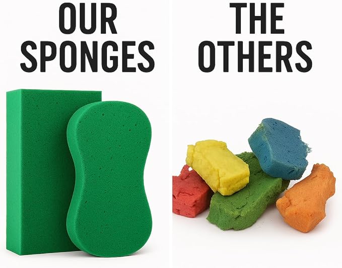 Multi-Purpose Sponges for Cleaning - Green 4 Pack, Large Sponges for Car Washing, Tile & Grout, All Purpose Cleaning