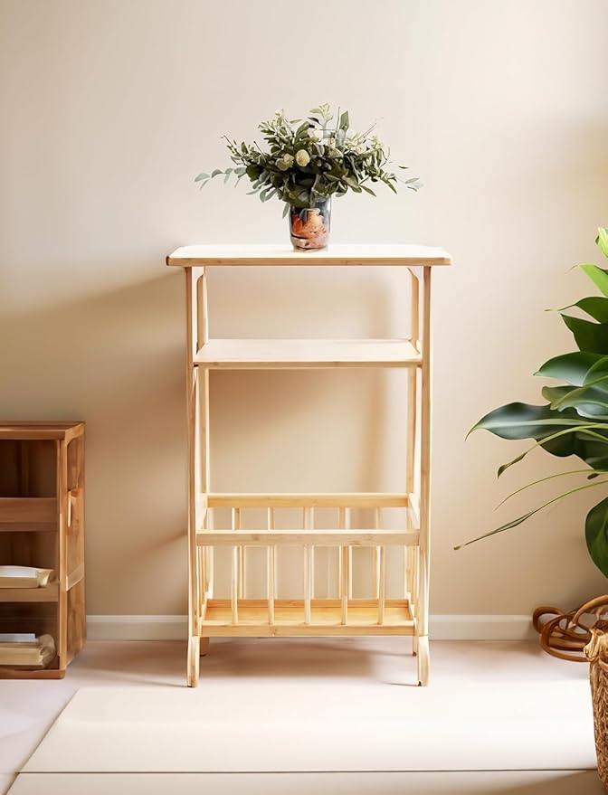 RoyalHouse Bamboo Shelving Unit – Multi-Tier Storage for Home & Bathroom (2-Tier Tall (12.6" D x 17.72" W x 28.15" H))