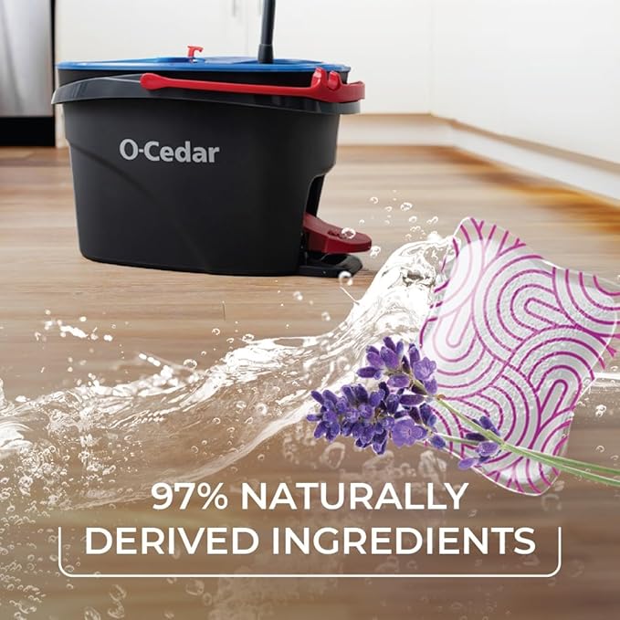 O-Cedar PACS Hard Floor Cleaner, Lavender Scent 24 Count (1-Pack) | Made with Naturally-Derived Ingredients | Safe to Use on All Hard Floors | Perfect for Mop Buckets