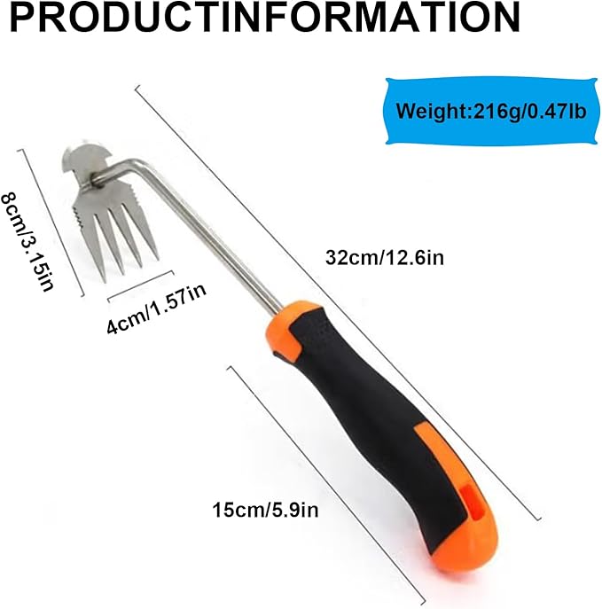 Vanwoke Weed Puller Tool,Portable Garden Weeder Puller Tool;Weeding Artifact Uprooting Weeding Tool 4 Teethes Dual Purpose Manual Hand Weeders Tool for Gardening Vegetable Backyard Farm Planting