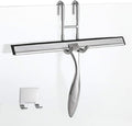 Simtive 12-Inch Shower Squeegee Set, Includes Shower Door Hook and Adhesive Hook, Squeegee for Shower Doors, Mirror and Window, Silver