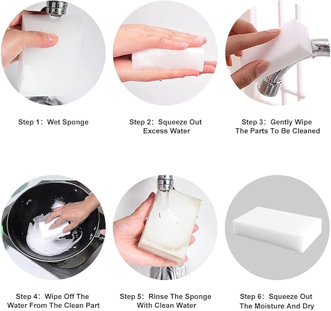 SmilePowo 50 Pack Magic Cleaning Sponges Eraser,Multi-Functional Premium Melamine Sponge Foam Cleaning Pads,Dish,Household Cleaning Scrub Sponge for Kitchen,Furniture,Bathroom