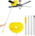 Ceiling Fan Cleaner Duster High Ceiling Extended Fan Blade Cleaner from 13 to 50 Inch Reusable Microfiber Ceiling Fan Duster with Extension Handle for Furniture Bookshelves Wall Door (Yellow)