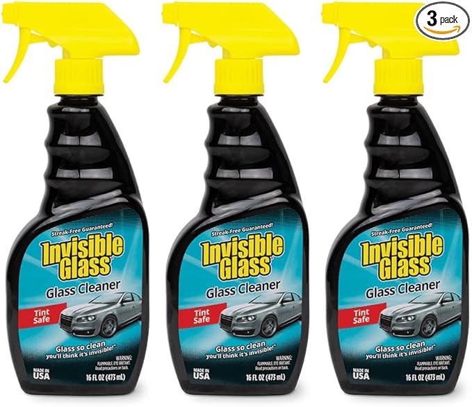 Invisible Glass 92163-3PK Premium Glass Cleaner Spray for Car Windshields and Windows – Automotive and Home Window Cleaner – Streak-Free, Ammonia-Free, Tint-Safe – 16 fl oz (Pack of 3)