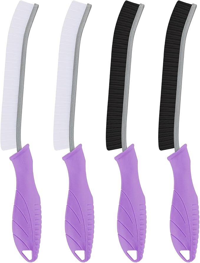 Toilet Brush, 4Pcs Bathroom Cleaning Brush, Toilet Scrubber, Deep Toilet Bowl Brush with Hanging Hole, Multifunctional Gap Cleaning Brush, Bristles for Kitchen Sinks, Tub,Shower (4, Purple)