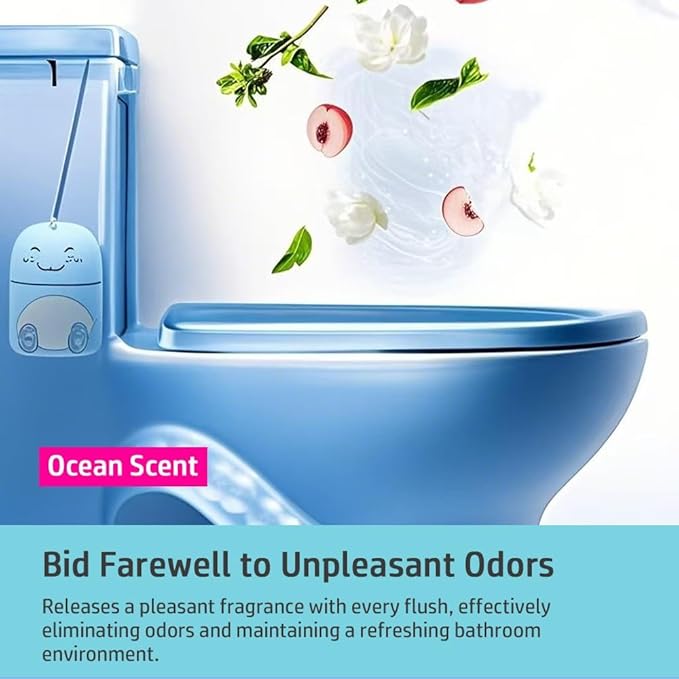 Cute Dinosaur-Shaped Toilet Bowl Cleaner Bottle, Bathroom Toilet Tank Cleaner with Ocean, Jasmine, and Peach Scent,Three bottles can be used for 9 months (Ocean)