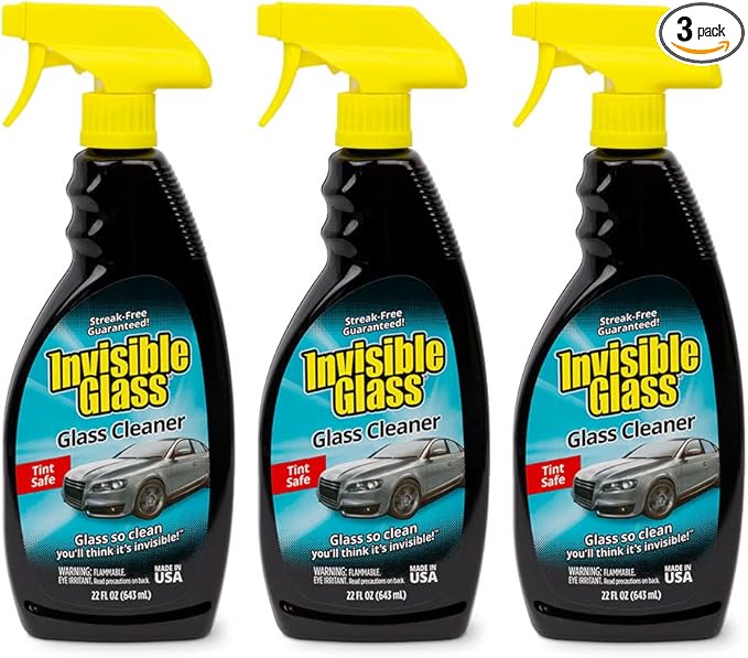 Invisible Glass 92164-3PK Premium Glass Cleaner Spray for Car Windshields and Windows, Automotive and Home Window Cleaner, Streak-Free, Ammonia-Free, Tint-Safe – 22 fl oz (Pack of 3)