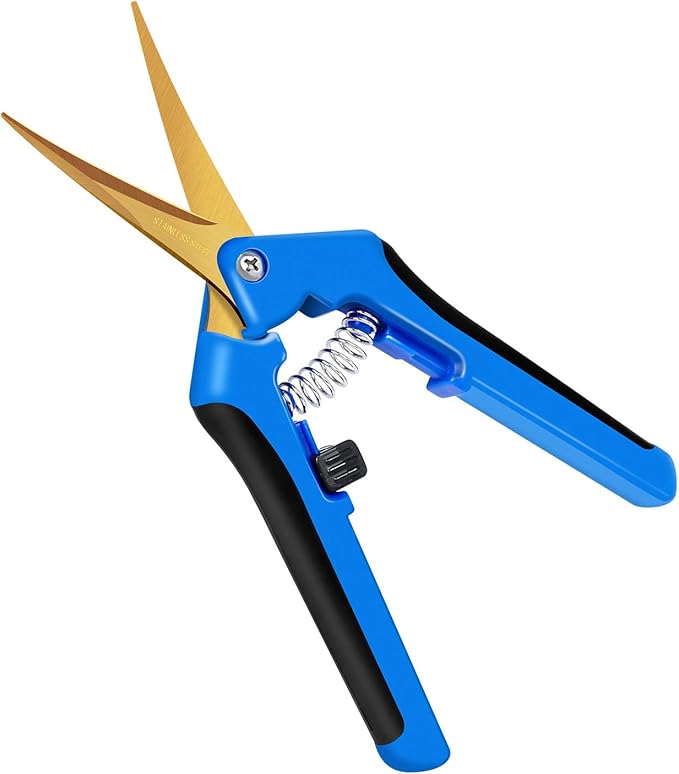 iPower GLPRNR6BLTI 6.5" Pruning Shear Hand Pruner for Gardening Potting with Titanium Coated Curved Precision Blades, 1-Pack, Blue