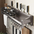 kitchen utensil hanger, wall mounted rail with hooks, waterproof hooks for utensils, easy installation without drilling (27.56 inches, Cups, 3)