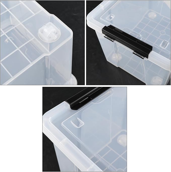 22 Quart Clear Latching box, Plastic Storage Bin with Wheels, 6 Packs