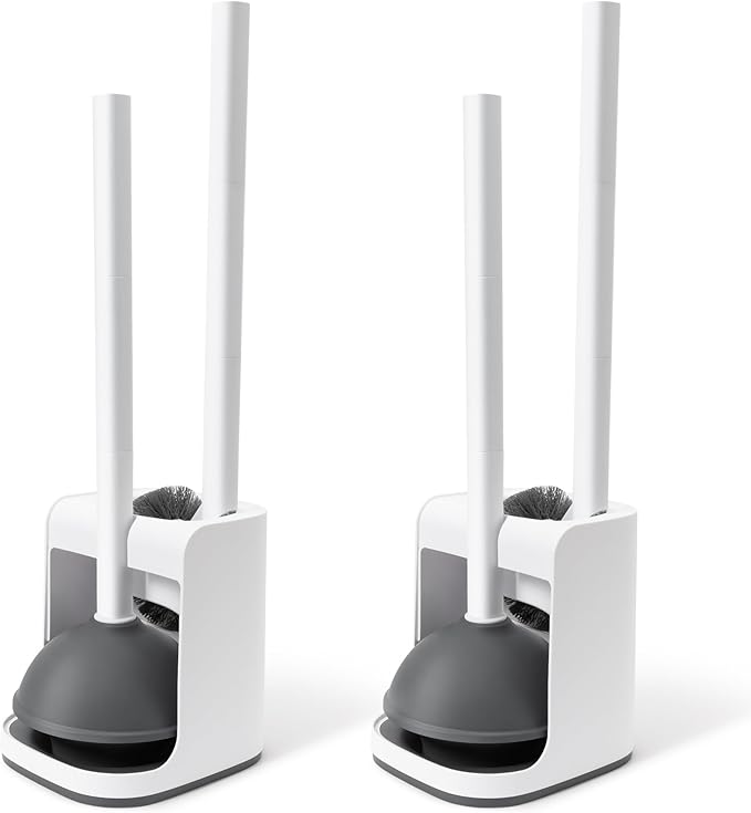 Toilet Brush and Plunger Set Hidden, S-Shaped Toilet Brush Plunger Combo 2 Pack, Perfect for Homes, Apartments & Bathrooms