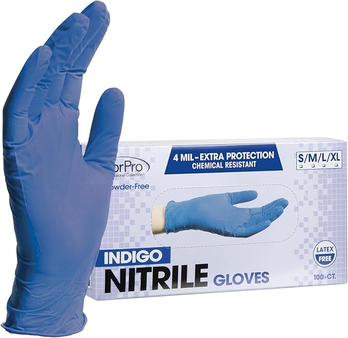 ForPro Disposable Nitrile Gloves, Chemical Resistant, Powder-Free, Latex-Free, Non-Sterile, Food Safe, 4 Mil