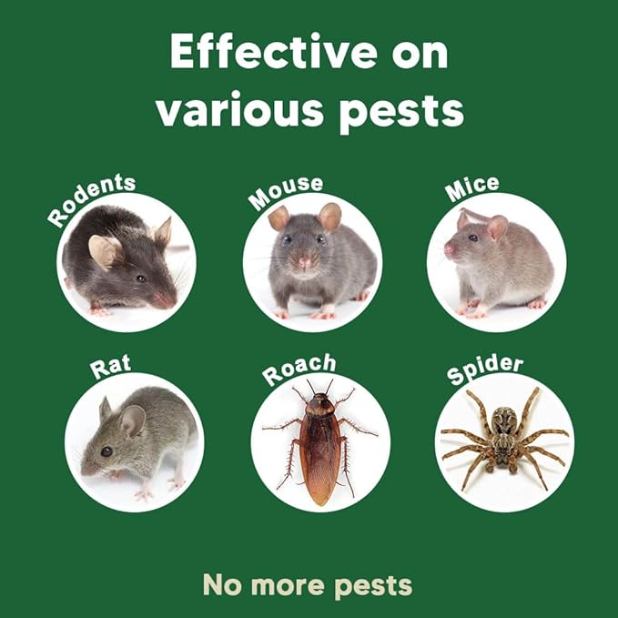 Pest Repellent, Rodent Repellent for Indoor and Outdoor, Mouse Repellent, Mice Repellent Indoor, Keep Roach, Rat, Ant, Moth and Spider Away from House, Safe for Kids and Pets, Protects 120 sq ft - 8P