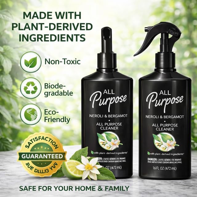 All Purpose Cleaner – Neroli & Bergamot Scent – 16 fl oz (472 mL) – Multi-Surface Household Cleaning Spray for Kitchen, Bathroom & Countertops – Fresh Citrus Botanical Formula (pack of 2)