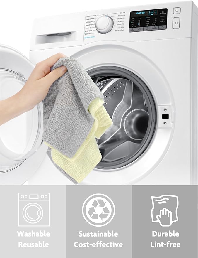 Fantasticlean Microfiber Cleaning Cloth Roll -75 Pack, Tear Away Microfiber Towels, 12" x 12", Reusable, Washable, Scratch Free, Ultra Absorbent Dishcloth for All-Around Cleaning Supplies (Beige)