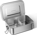 G.a HOMEFAVOR Stainless Steel Bento Lunch Box - Leak-Proof Metal Bento Box, Large Food Container with Lock Clips, Snack Container, Dishwasher Safe, 2 Compartments, 800 ml/27 oz