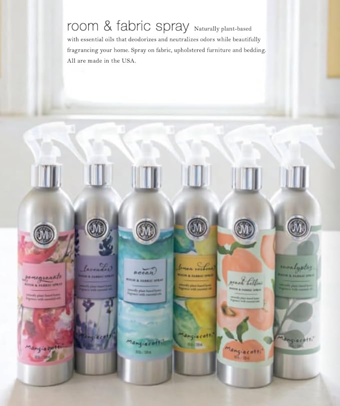 Mangiacotti Room Spritz Fabric Deodorizer Air Freshener Spray|Naturally Plant-Based with Essential Oils Room Fragrance, 8 Ounces, Ocean