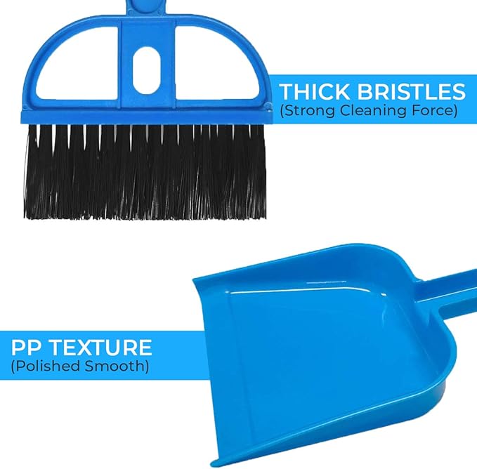 Mini Broom and Dustpan Set - Compact Cleaning Kit for Home, Car, Camping, Small Spaces, Pet Cleanup, and Travel - Durable Small Broom and Dustpan Set Mini - Mint Green Broom