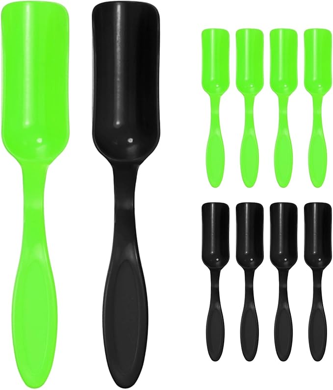 10-Pack Mini Gardening Shovel Spoon, Plastic Garden Soil Scoops for Cultivation Digging Transplanting/Flower Planting/Plant Succulent, Colorful Small Gardening Tools [Black, Green]