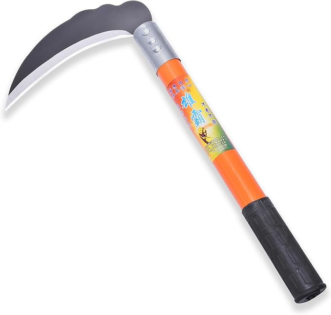 1pce 340mm/13.39in Carbon Steel Billhook Brush Clearing Sickle for Grass,Weeding Tools for Garden,Curved Sawtooth Sickle,Machete Axe for Cutting Trees,Steel Blade Knife in Hand