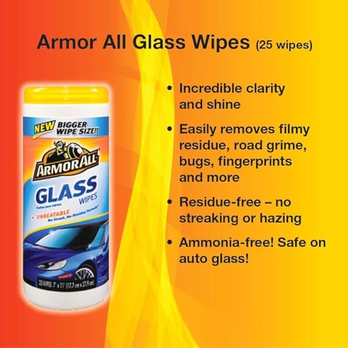Armor All 10865 Glass Wipes 25 Ct.