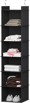 YOUDENOVA Hanging Closet Organizer, 6-Shelf Closet Hanging Storage Shelves, Black