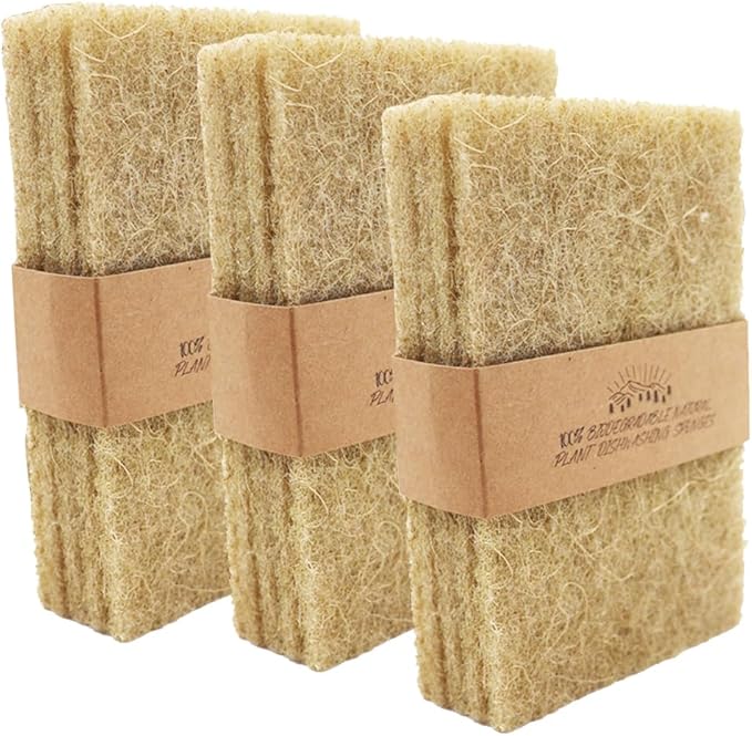 Natural Scouring Pads 15 Pack- Non-Scratch Sisal Cleaning Scrub Pads for Dishes, Eco-Friendly Coconut Fiber Kitchen Scrubbers for Pans and Pots, Compostable, Biodegradable