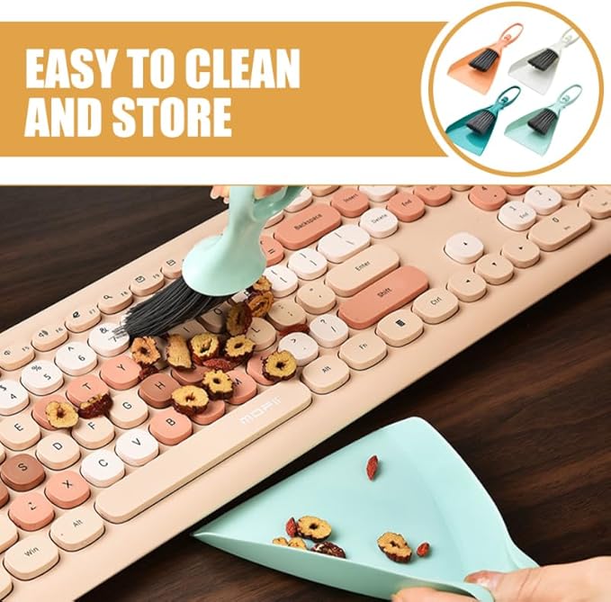 Cabilock Mini Dustpan and Brush Set, 4 Sets Small Broom and Dustpan Set, Desktop Cleaning Tool Accessories for Desktop Computer Keyboard Car Window