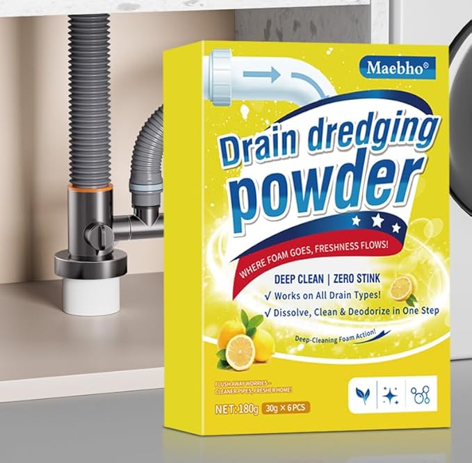 Garbage Disposal and Drain Pipe Cleaner, Drain Line Cleaner Rapid-Foam Fast-Acting Sink Pipe Dredge Cleaner Powders 6 Unit Pack for Kitchen Toilet Pipe Dredging